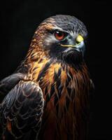 Northern Harrier Eagle bird in studio isolated on black background photo