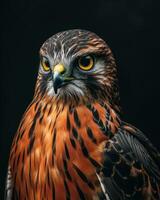 Northern Harrier Eagle bird in studio isolated on black background photo