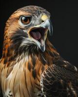 Red-tailed Hawk Eagle bird in studio isolated on black background photo