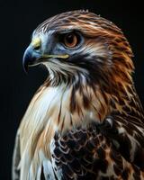 Red-tailed Hawk Eagle bird in studio isolated on black background photo