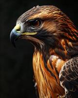 Red-tailed Hawk Eagle bird in studio isolated on black background photo