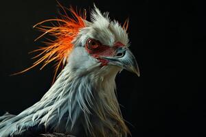 Secretary Eagle bird in studio isolated on black background photo