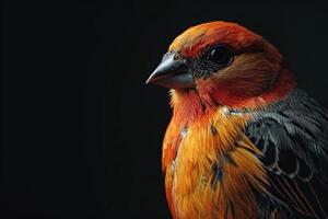 Finch bird in studio isolated on black background photo