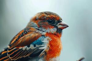 Finch bird on the rooted in studio isolated on white background photo