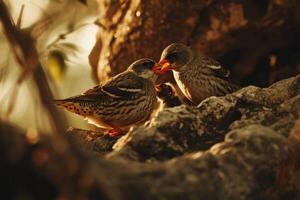 Zebra finch feeding in the natural habitat photo