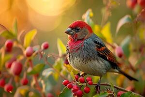 Red headed Finch standing in the natural habitat photo