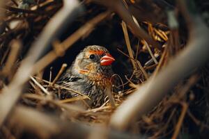 Finch bird on the rooted in studio isolated on black background photo