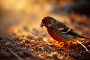 Shaft tail finch bird eating in the natural habitat photo