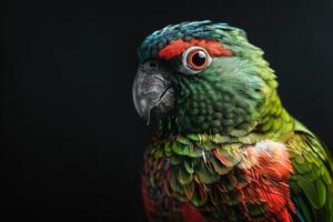 Blue faced Parrot Finch bird in studio isolated on black background photo