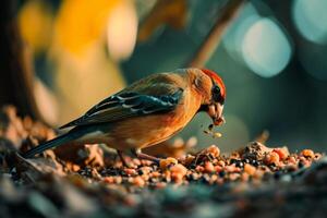 Shaft tail Finch eating in the natural habitat photo