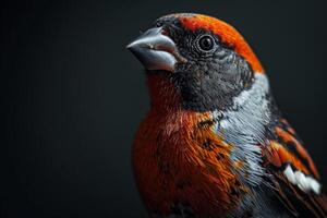 Shaft tail Finch in studio isolated on black background photo