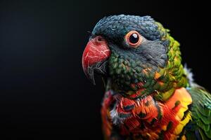 Blue faced Parrot bird in studio isolated on black background photo