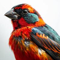 Finch bird in studio isolated on white background photo