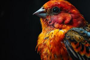 Finch bird in studio isolated on black background photo