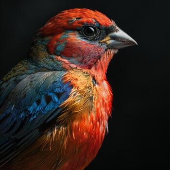 Finch bird in studio isolated on black background photo