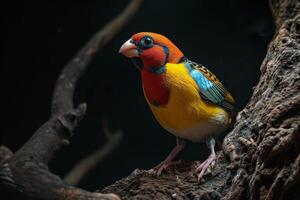Gouldian Finch on the rooted in natural habitat photo