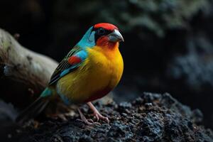 Gouldian Finch bird standing in the natural habitat photo