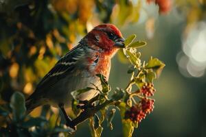 Red headed Finch bird in the natural habitat photo