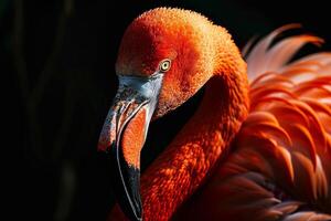 Caribbean Flamingo in studio isolated on white background photo