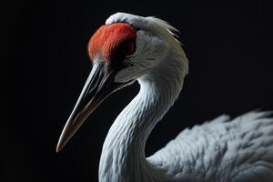 Siberian Crane bird in studio isolated on black background photo