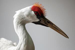 Siberian Crane bird in studio isolated on white background photo