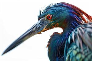 Cocoi Heron bird in studio isolated on white background photo