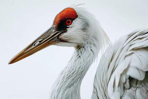 Siberian Crane bird in studio isolated on white background photo