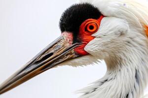 Siberian Crane bird in studio isolated on white background photo