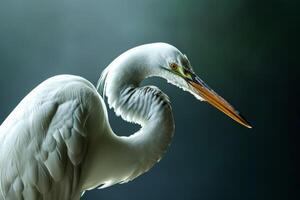 Great Egret bird in studio isolated on black background photo