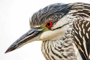 Black crowned Night Heron bird in studio isolated on white background photo