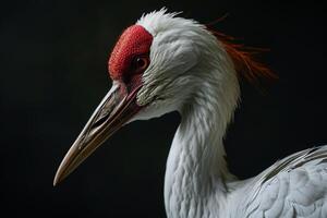 Siberian Crane in studio isolated on black background photo