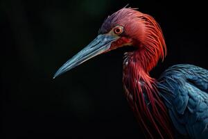 Little blue heron bird in studio isolated on black background photo