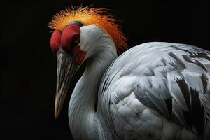 Siberian Crane bird in studio isolated on black background photo