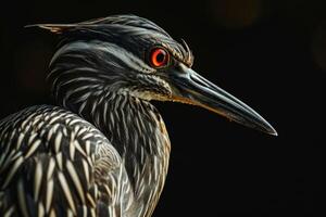 Yellow crowned Night Heron bird in studio isolated on black background photo
