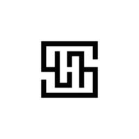 Letter SH, HS monogram square shape. vector
