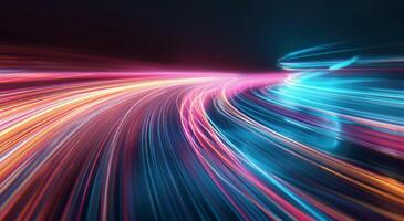 Vibrant Light Trails Creating Abstract Patterns at Night photo
