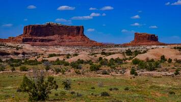 Layered geological formations of red rocks in Canyonlands National Park is in Utah near Moab. photo