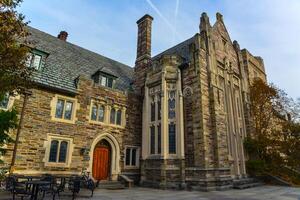 PRINCETON, NJ USA - NOVENBER 12, 2019 - students bicycles near the educational building of Princeton University. Ivy League College Building, Princeton University, NJ USA photo