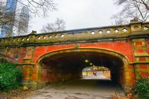 footbridge inside Central Park in New York, Manhattan, USA photo