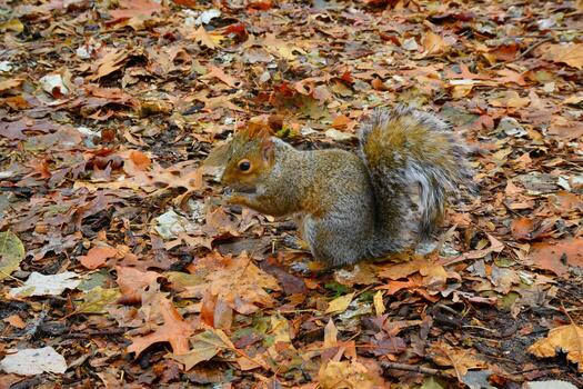 gris ardilla sciurus carolinensis recoge nueces en el parque, salvaje animales, manhattan, nuevo York foto