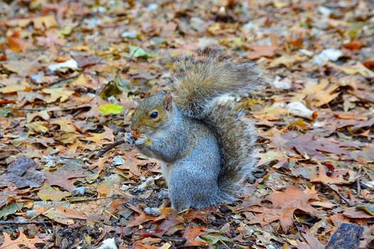 gris ardilla sciurus carolinensis recoge nueces en el parque, salvaje animales, manhattan, nuevo York foto