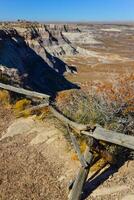 The Painted Desert on a sunny day. Diverse sedimentary rocks and clay washed out by water. Petrified Forest National Park, USA, Arizona photo