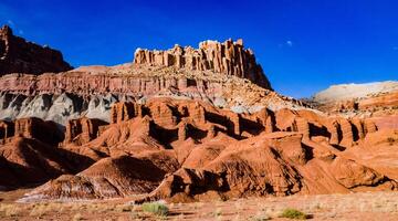 Layered clay and stone geological formations in Canyonlands NP is in Utah photo