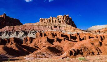 Layered clay and stone geological formations in Canyonlands NP is in Utah photo