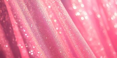 Closeup of soft pink fabric adorned with sparkling glitter, perfect for festive themes and occasions photo