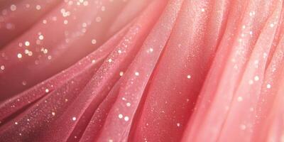 A stunning display of soft pink fabric adorned with sparkling glimmers, perfect for elegant designs. photo