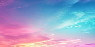 Beautiful pastel-colored sky gradient featuring soft clouds, perfect for calming and inspirational visuals. photo