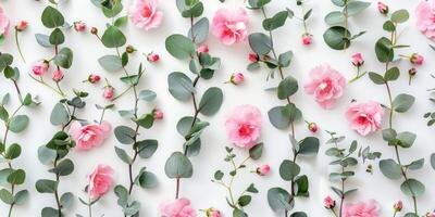 This arrangement features pink roses with green leaves on a soft background, ideal for projects evoking charm photo