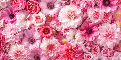 A stunning and vibrant collection of pink flowers that is perfect for designs, backgrounds, and joyful celebrations photo
