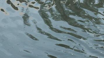 Dark water with ripples on the surface. Defocus blurred transparent white colored clear calm water surface texture with splashes and bubbles. Water waves with shining pattern texture background. video